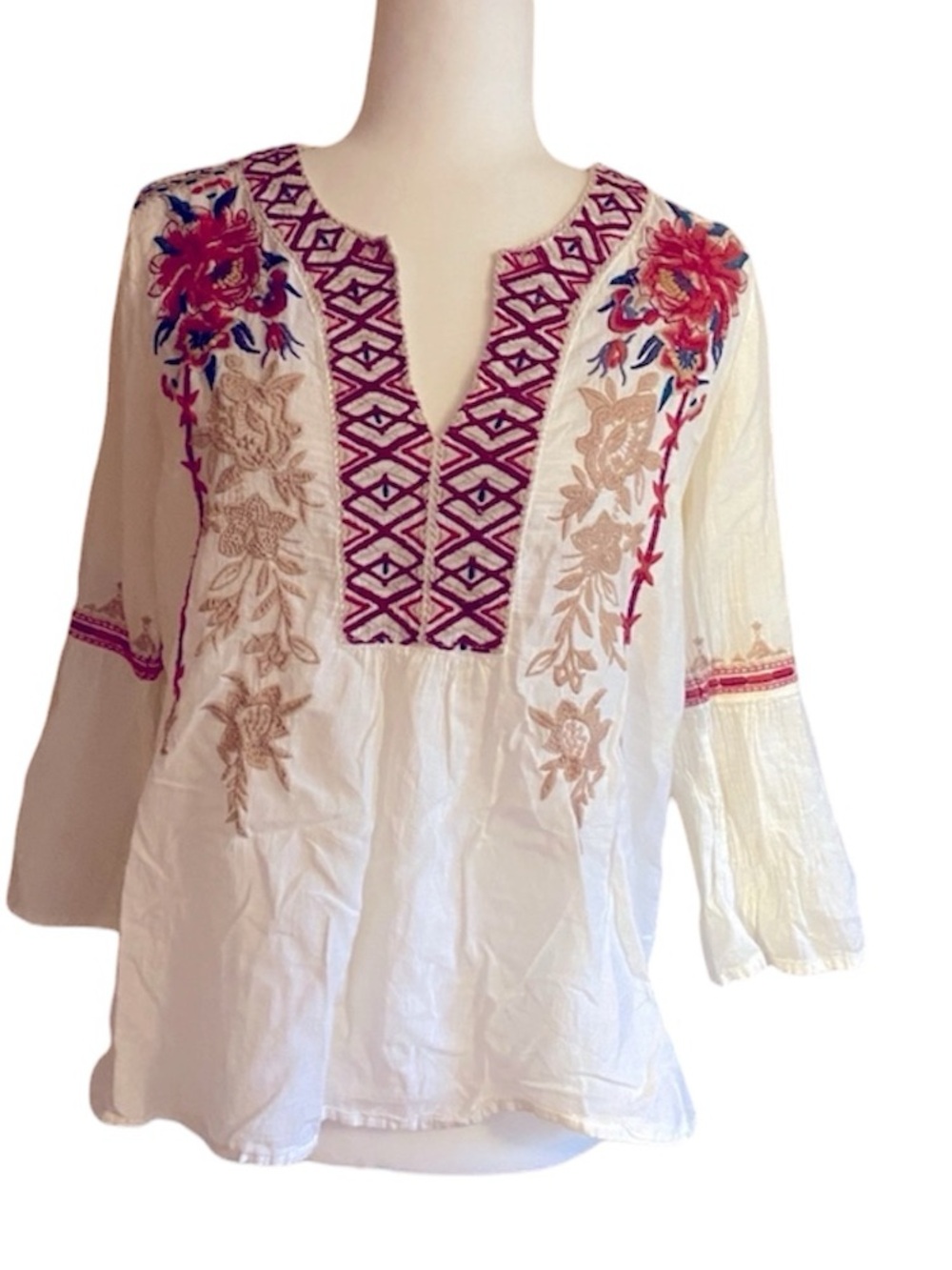 Vintage Boho Hand Embroidered Shirt